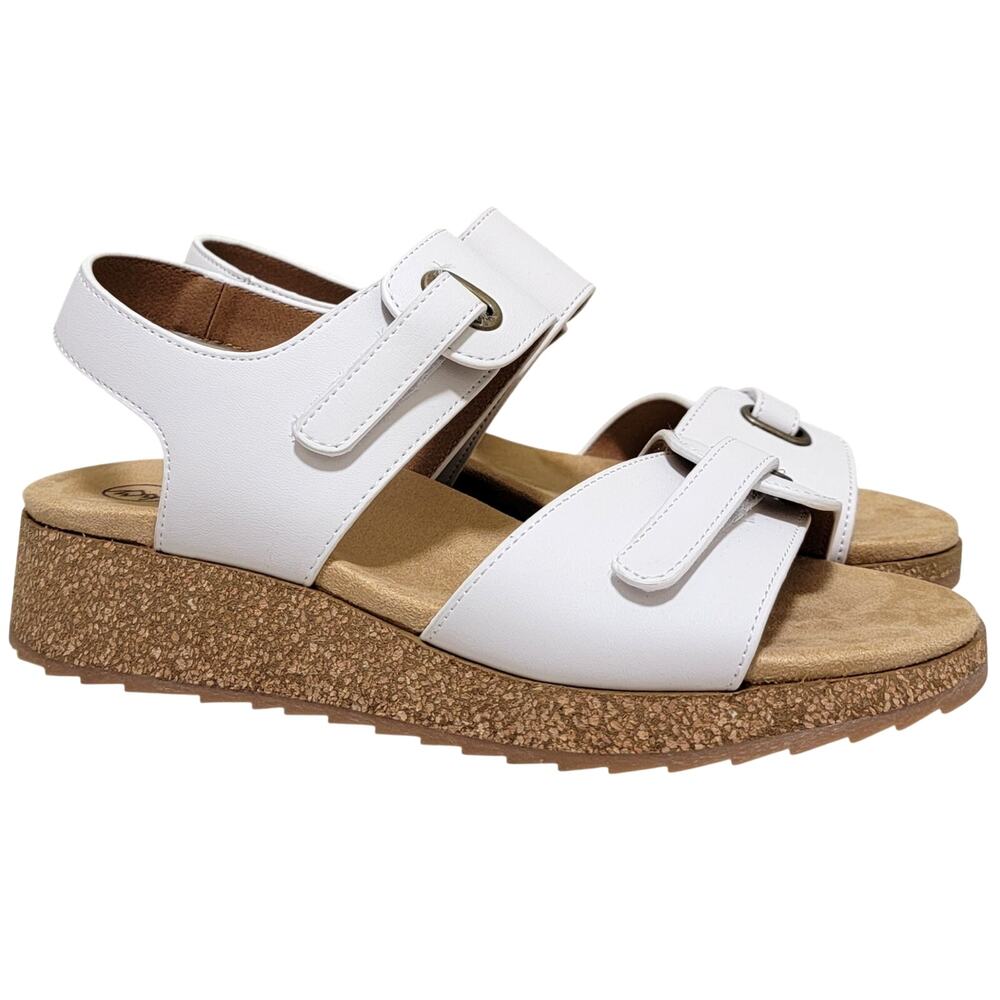 White Mountain Women Gelato Cork Wedge Slingback Sandals Size US 7.5M White